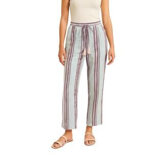 Cherry Paris Striped Pink & White Drawstring Lounge Pants Womens Medium